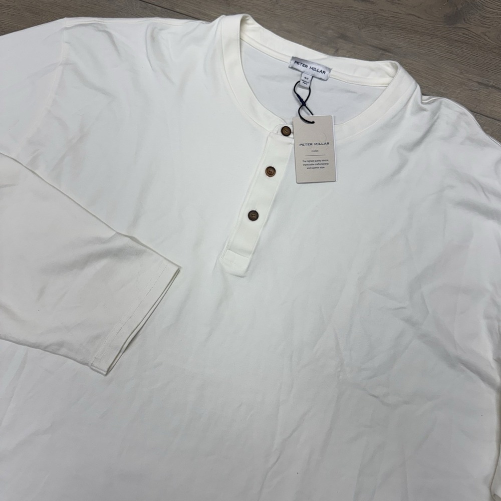 Peter Millar Lava Wash Long Sleeve Henley Mens Sz 4XL‎ Ivory
